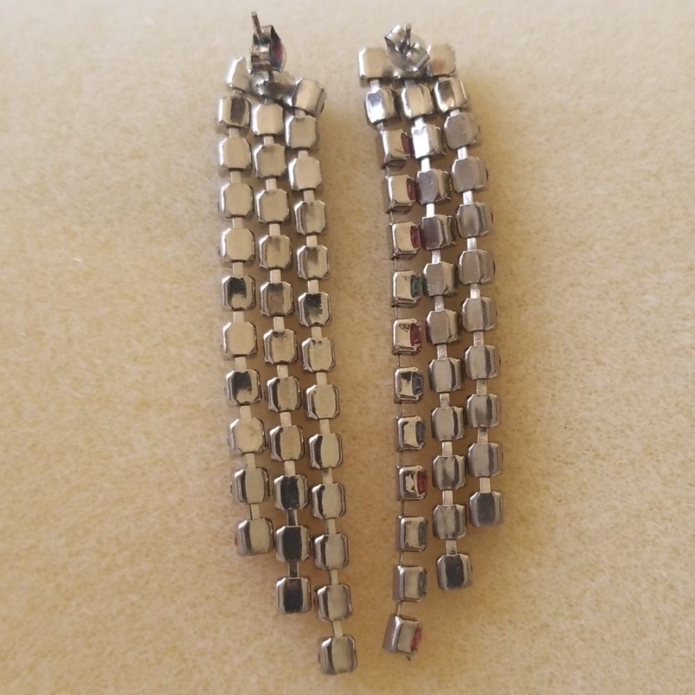 Rhinestones Easter Colored Tassle Stud Earrings - image 7